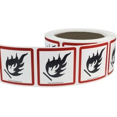 GHS Pictogram Labels Flame | 2 x 2″ Inch Square | 500 Pack