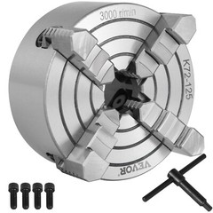Lathe Chuck K72-125 5″ 4 Jaw Independent LATEST TECHNOLOGY BARGAIN SALE PRO