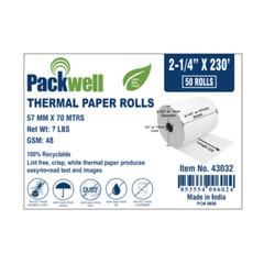 PACKWELL 2-1/4″ x 230′ Thermal Paper Rolls (50 rolls) *SPECIFIC STATES ONLY*