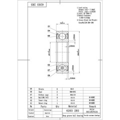 6203-2RS C3 EMQ Premium Rubber Sealed Ball Bearing, 17x40x12, 6203RS (10 QTY)