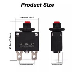 2x 3/9/15/16/30A Push Button Circuit Breaker Overload Protector Manual Reset USA