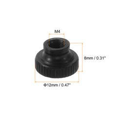 12Pcs Knurled Thumb Nuts M4 Carbon Steel Nut High Head Through Hole Black
