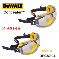 DEWALT DPG82-11C Concealer Clear Anti-Fog Safety Goggle, Clear Lens, (2 Pair)