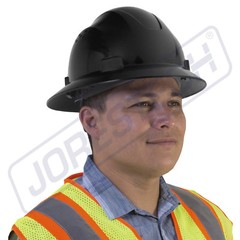 BLACK HARD HAT FULL BRIM JORESTECH 4 POINT RATCHET SUSPENSION CONSTRUCTION
