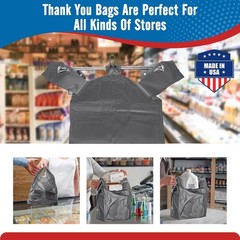 1000 Gray T-Shirt Bags 1/6 12″ x 6.5″ x 21″, Plastic Grocery Shopping Bags
