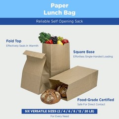 Karat 12lb Paper Bag – Kraft – 1,000 ct, FP-SOS12K (1000)