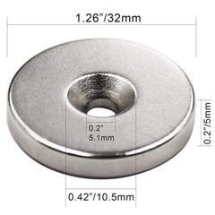 Neodymium Disc Countersunk Hole Magnets, 1.26 inch x 0.2 inch Strong Permanen…