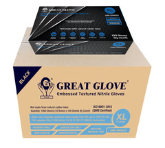 Great Glove Heavy Duty Nitrile Gloves-Black 6mil (Case of 10 Boxes)
