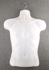 Molded Man’s Shirt Torso Frosted Fits S – L Hanging Male Mannequin White Frosted