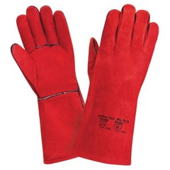 Welding Leather Red gloves Wood Burner Heat Resistant Gloves Stoves Fire