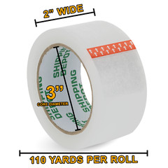 12 Rolls of Shipping Depot Carton Box Sealing Clear Packing Tape 2″ x 110 Yds