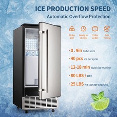 Commercial Ice Maker Stainless Steel Undercounter Freestanding Ice Cube Machine