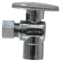 (100) 1/4 TURN ANGLE STOP VALVE COMPRESSION 3/8″ OD X 1/2″ SWEAT (LEAD FREE) NSF