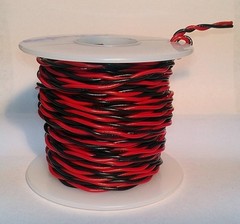 20 AWG Gauge UL1007 UL1569 Hook-up Wire BLACK & RED Twisted Pair 100 feet