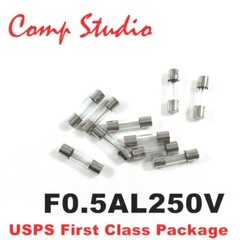 10Pcs 0.5A 250V Fast Blow Acting Fuse Glass Quick Blow Fuse 5x20mm F0.5AL250V