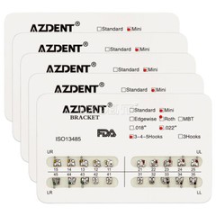 AZDENT Dental Orthodontic Brackets Braces Metal Mini Roth/MBT .022 Hooks 345