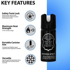 Police Magnum pepper spray 2 ounce GID Twist Lock Stream Personal Security