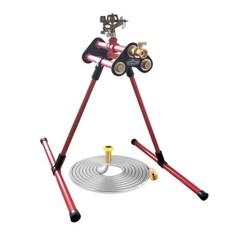 Roof-top Sprinkler with Brass 3/4 Hose Bibb Valve Swivel Adapter & 25′ Fire Hose
