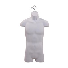 Molded Male Display Form White Torso Mannequin for Retail Tees and Clothing