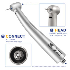 Dental Fiber Optic High Speed Handpiece LED Quattro Water Spray fits NSK X600L