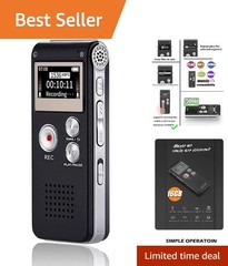 Compact 16GB Digital Voice Recorder with Noise Cancellation & 30 Hours Playback