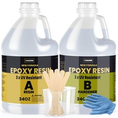 68OZ UV Resistant Epoxy Resin Kit – No Bubble, Crystal Clear for Art Coating