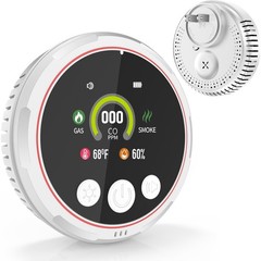 Compact 5-in-1 Air Monitor with Smoke Sensor, Plug-in Alarm for Home Travel Use