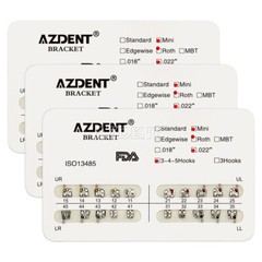 AZDENT Dental Orthodontic Brackets Braces Metal Mini Roth/MBT .022 Hooks 345