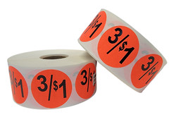 3/$1 Labels 1.5″ Round Red Discount Sale Price Adhesive Stickers 1000 PCS
