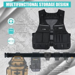 MELOTOUGH Tool Vest for Men with Belt, Adjustable Multi-Pocket Safety Tool Ve…