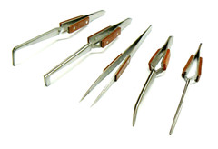 5 Tweezers Jewelry Soldering Fiber Grip Cross Locking Set Bent & Straight Tip