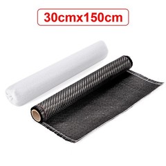 30cm x 150cm Real Carbon Fiber Fabric Cloth Roll 3k 200gsm 2×2 Twill Weave Black