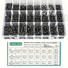 1260PCS Metric Bolt Nut Washer Set – 12.9 Steel for DIY & Repairs