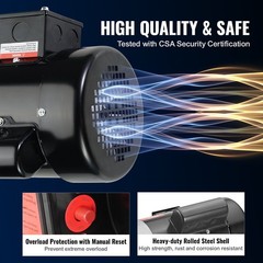 1HP 1725RPM AC 115V/230V 60Hz 56C Frame Motor 5/8″ Keyed Shaft CW&CCW Rotation