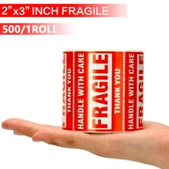 500PCS 1Roll Fragile Stickers 2×3 Fragile Label Sticker Handle With Care Mailing