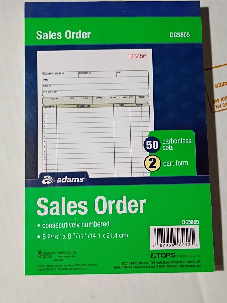 Adams 2-Part Carbonless Sales Orders Book