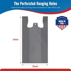 1000 Gray T-Shirt Bags 1/6 12″ x 6.5″ x 21″, Plastic Grocery Shopping Bags