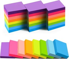 Bright 1.5×2 Inch Sticky Notes – 24 Pads, 8 Colors for School, Home & Office Use