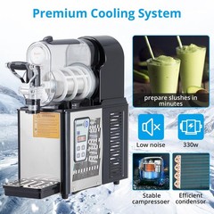 Commercial Slushie Maker, Dual 4L SS Tanks, Self-Cleaning, 370W, 7.2L