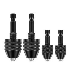 4Pcs 1/4″Hex Shank Keyless Drill Chuck Adapter Bit Quick Change Converter Driver