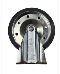 8″ Fixed Rubber Wheel on Aluminum Caster Set (4 Pack)