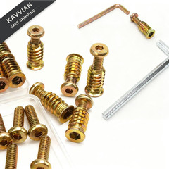 34 Sets 1/4-20 x 3/4″ Threaded Wood Inserts with Screws x 3/4″, Silver
