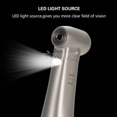 Dental 1:1 Fiber Optic LED Contra Angle Handpiece 4 Spray Push Button fit NSK po