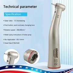 Electric High Speed Dental Handpiece 1:5 Increasing Speed Red Ring Inner 4 Spray