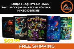 Mixed Design Storage Bags, Resealable, Graphic Print, 3.5g, 500 Count- Free Ship