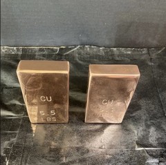 Copper Ingots Raw Material Copper 5.5 lbs and 5.1 lbs Total 10.6 lbs