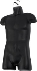3 Clothing Display Torso Forms Fits S-L Hanging Male Mannequin Black Hollow Back