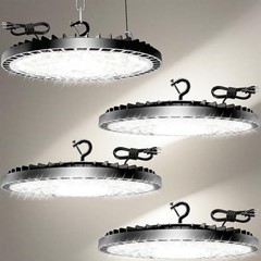 320W 4 Pack UFO High Bay Light LED Shop Lights, 45000LM Garage Lights, 6500K LED