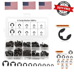 580PCS Black Alloy Steel E-Clip Assortment Kit, E-Clip Assortment Set Include…