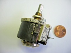 Variable Resistor 500 ohm 25 Watt Potentiometer / Rheostat Memcor / CAT 3N-5981